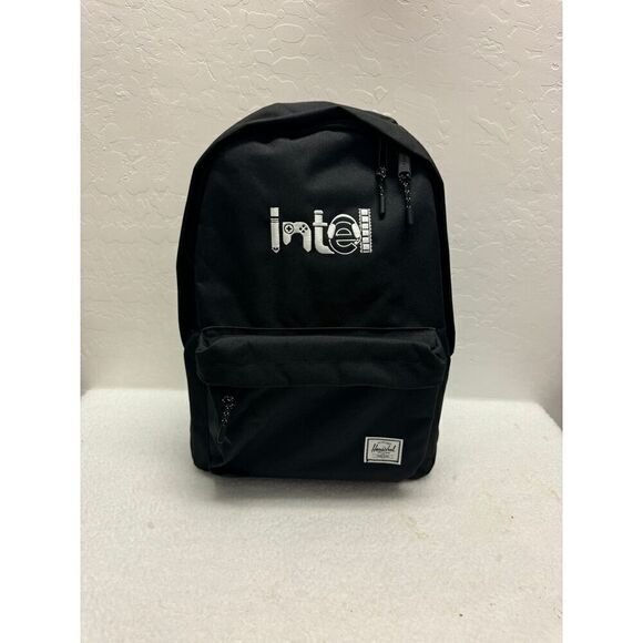 Herschel Black Classic Backpack Front Pocket Intel Logo 100 Polyester Size OS - Picture 1 of 9